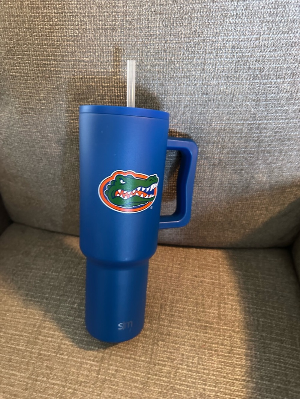 Blue Travel Tumbler with Handle and Straw - Universityu Logo